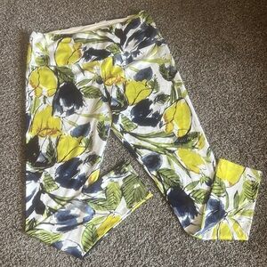 Chic Yellow, Blue, and Green Floral Capris by Alisha D